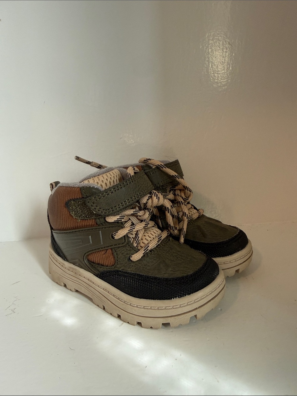 Carters Kids Olive and Tan High-Top Sneaker Boots